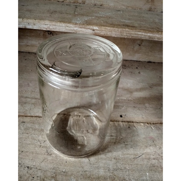 Old glass jar with lid - German verrine Rex 1960s