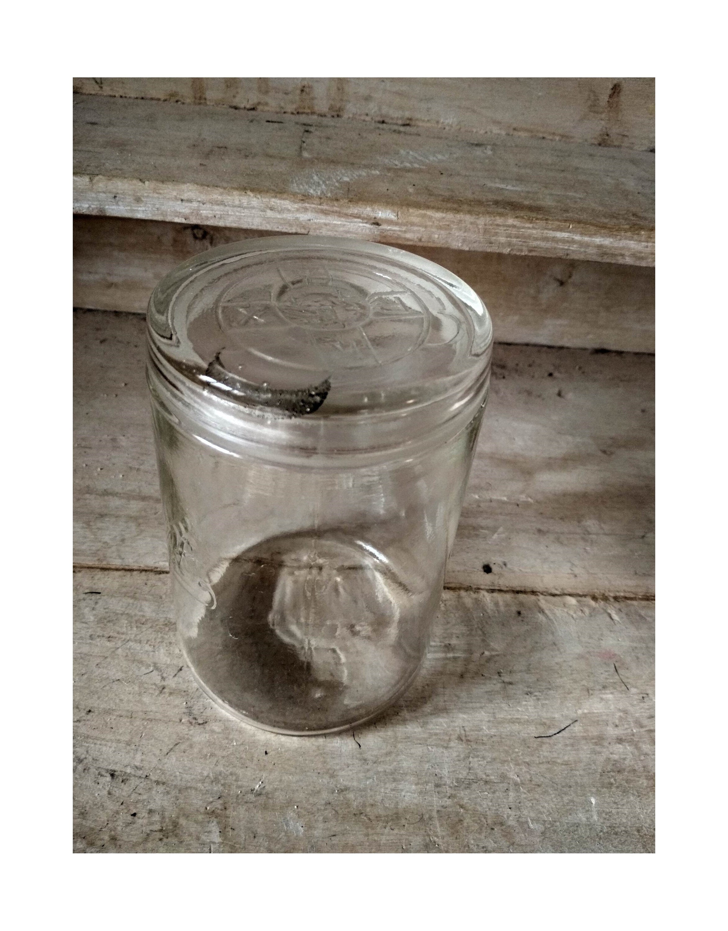 Lot De 6 Bocaux Anciens En Verre 'Le Meilleur' - Capacité 1 Litre, Hauteur 14 Cm - Vintage, Bon état