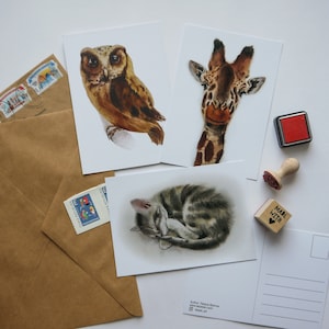 Postcard with watercolor animal