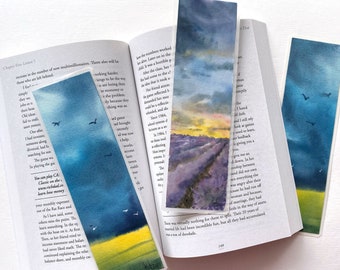 Original watercolor bookmarks - landscape, sky