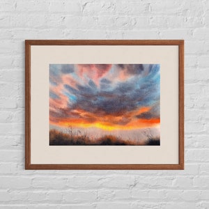 Original Watercolor Painting: Romantic Sunset Sky Wall Art