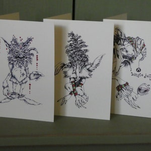 Tarjetas navideñas, duendes, Navidad.