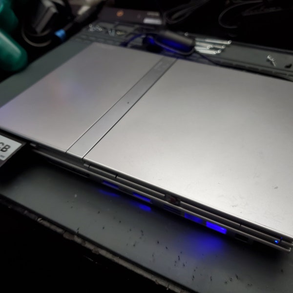 Personalisierte PS2 Silver Slim - Blau