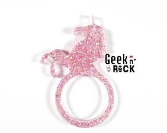 Unicorn resin ring glitter Unicorn glitter resin ring