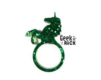 Unicorn resin ring glitter Unicorn glitter resin ring
