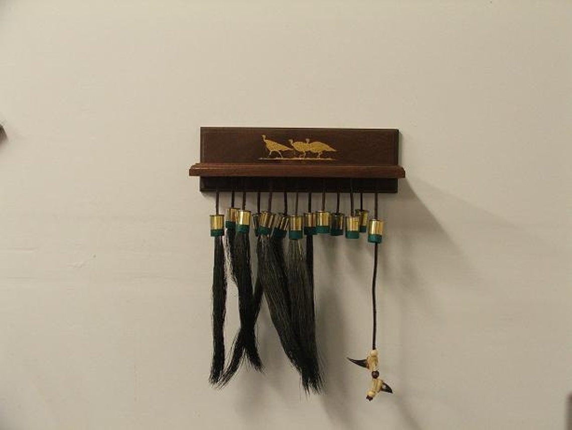 Wild Turkey Beard and Spur Display Laser Engraved Three Walking Turkey