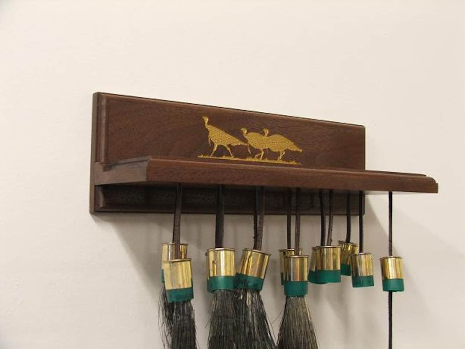 Wild Turkey Beard and Spur Display Laser Engraved Three Walking Turkey