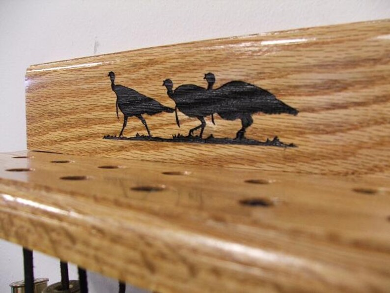 Wild Turkey Laser Engraved Beard and Spur Display Red Oak Etsy