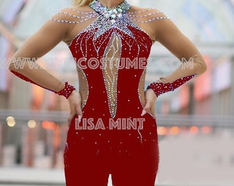 Catsuit Figure skating dress for ice skating Freestyle dress Roller skating Circus suit Carnival dress   suit Show dance Catsuit
