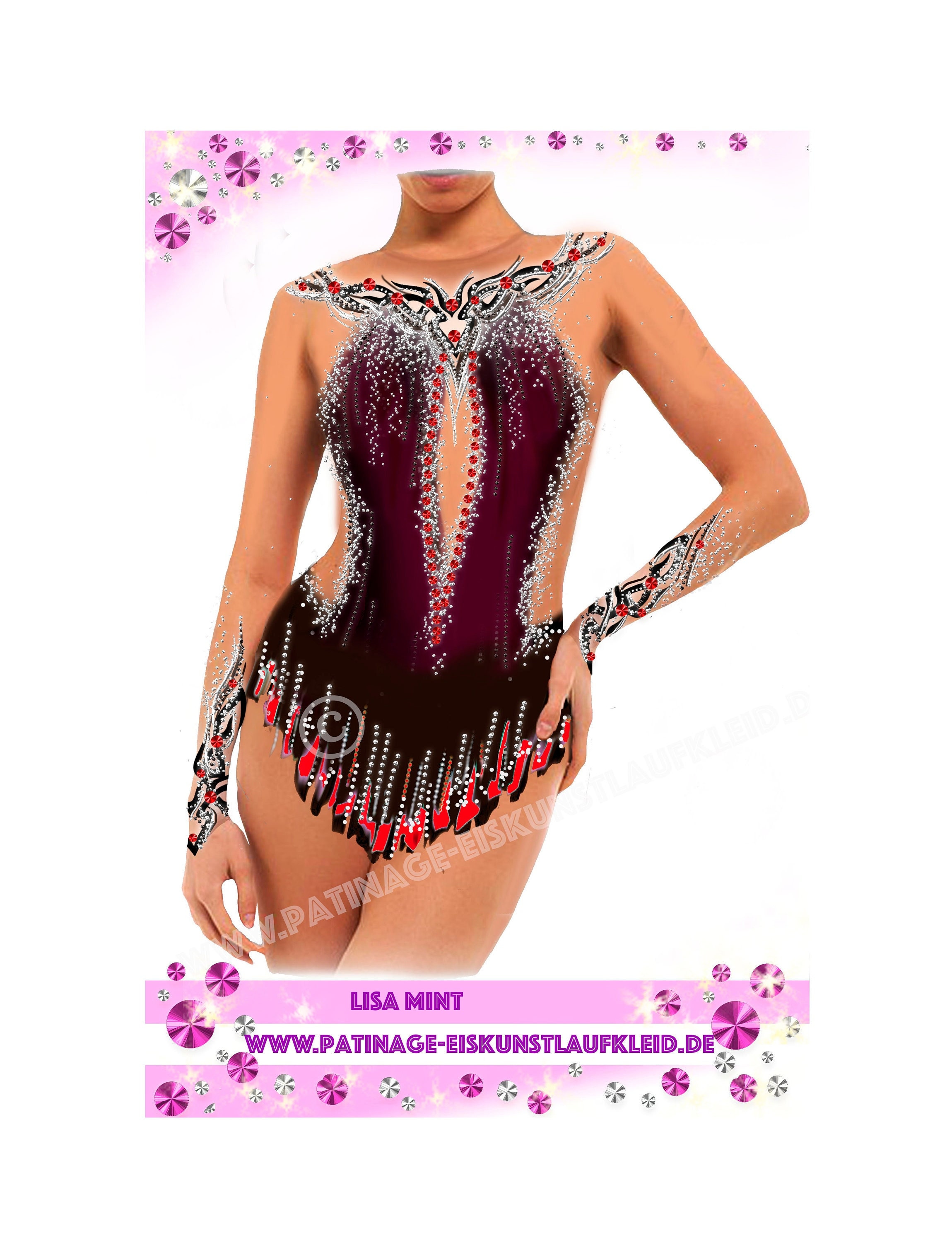 Justaucorps Patinage Artistique Femme Aislor - Tenue De Compétition Danse Latine Et Gymnastique - Sans Manches, Strass Et Pompons - 85% Polyester 15% élasthanne