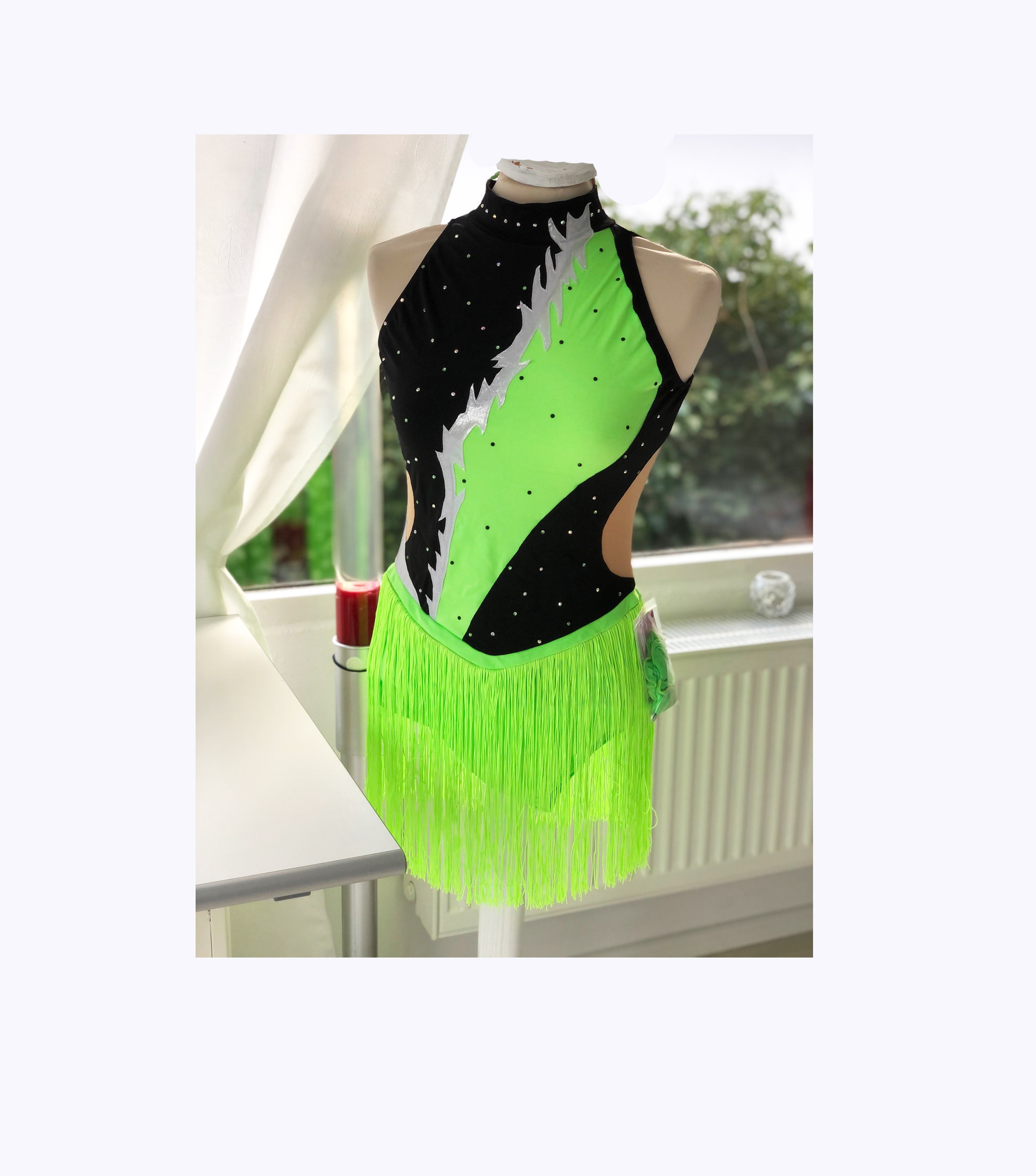 LIUHUO Eiskunstlaufkleid Mit Langen Ärmeln – Netz-Rock Für Mädchen, Wettkampf & Performance, Blau
