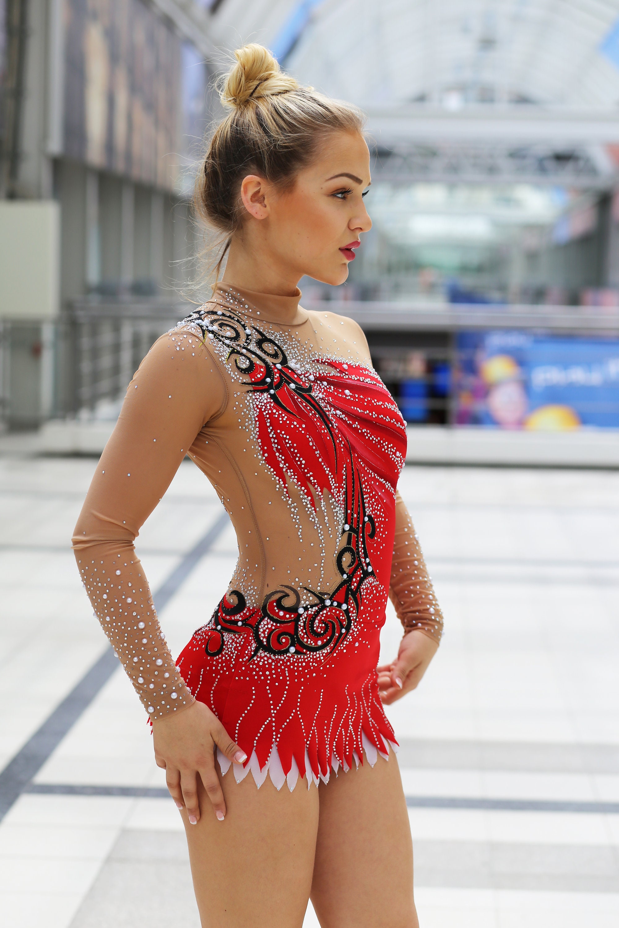 Vêtement Scène Métallique Tenue Patinage Artistique Oyolan - Veste & Legging Strass Brillant Fille 5-16 Ans Pour Danse Gymnastique Costume Danse Enfant Brillant