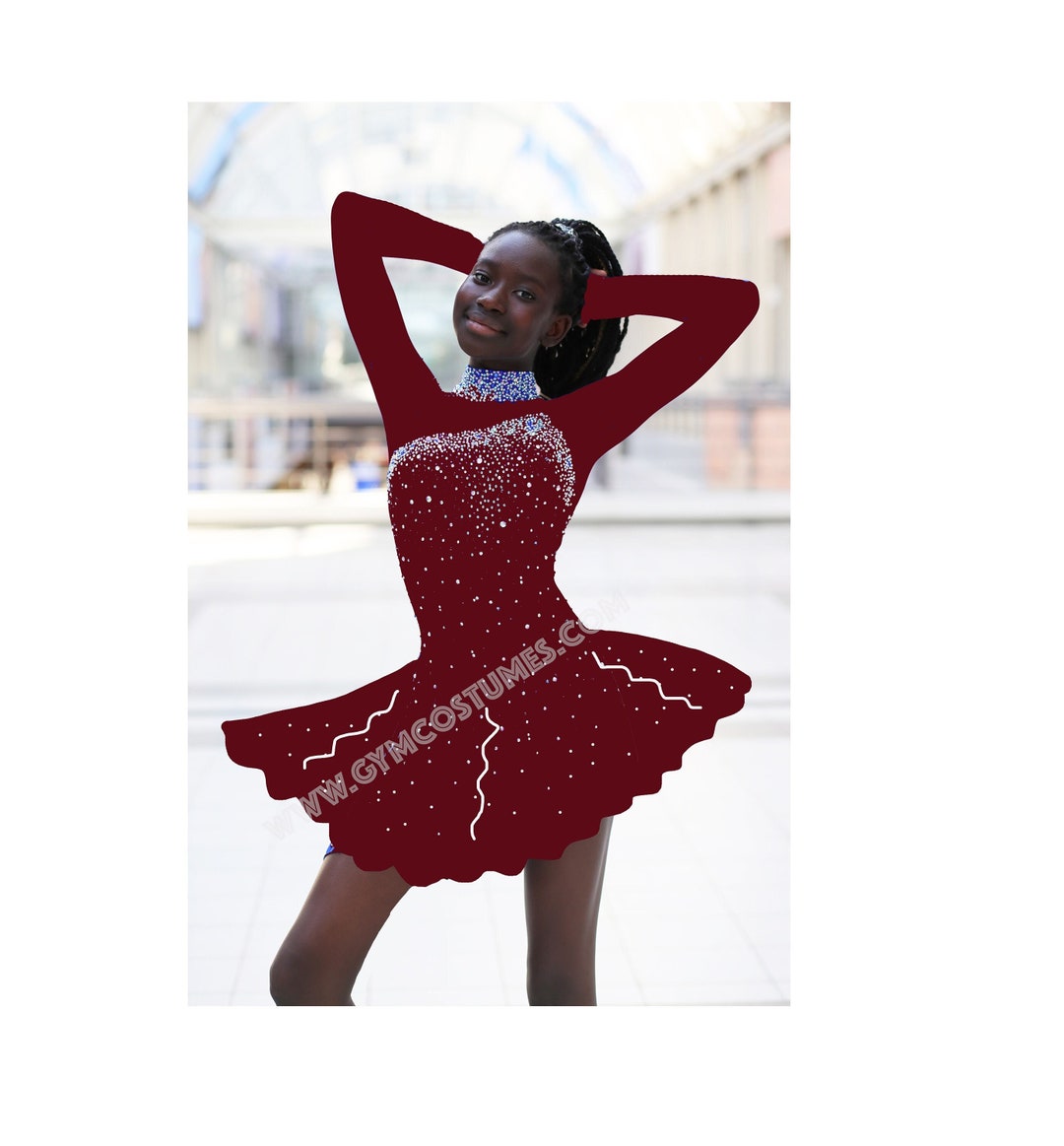 Robe Patinage Artistique Femme Fille Manches Longues – Tenue Compétition & Entraînement Sur Mesure