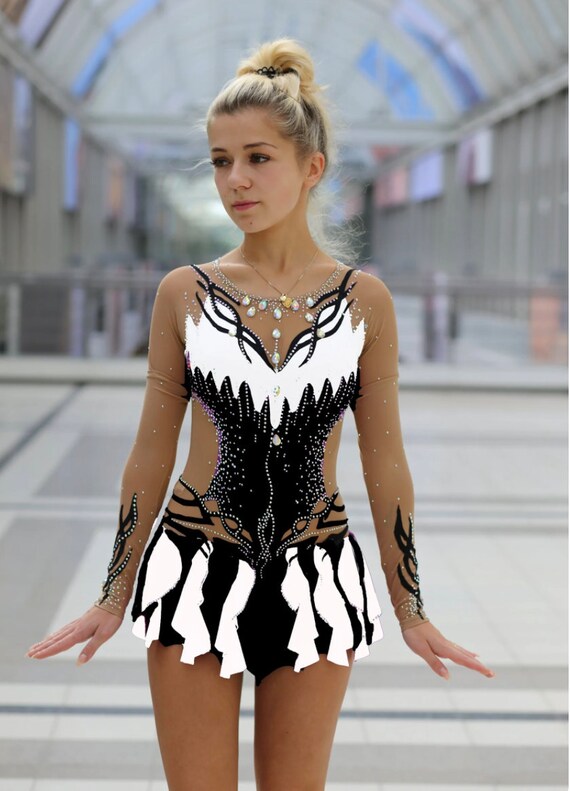 Dance Figure Skating Competition Dresses Girls Professional Ice Roller Skating Skirt Rhythmic Women Gymnastics Leotards,A,4_6Years
