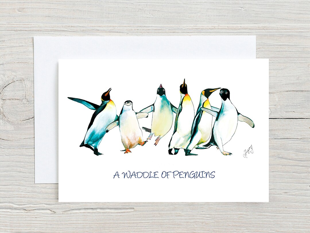 A Waddle of Penguins Collective Nouns Greetings Card - Etsy