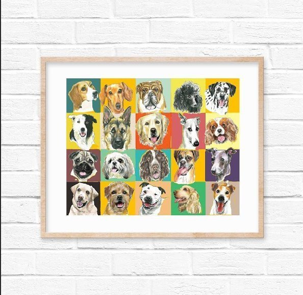 Dogs print, pop art dogs, Dogs painting; gift for dog lovers, dog picture