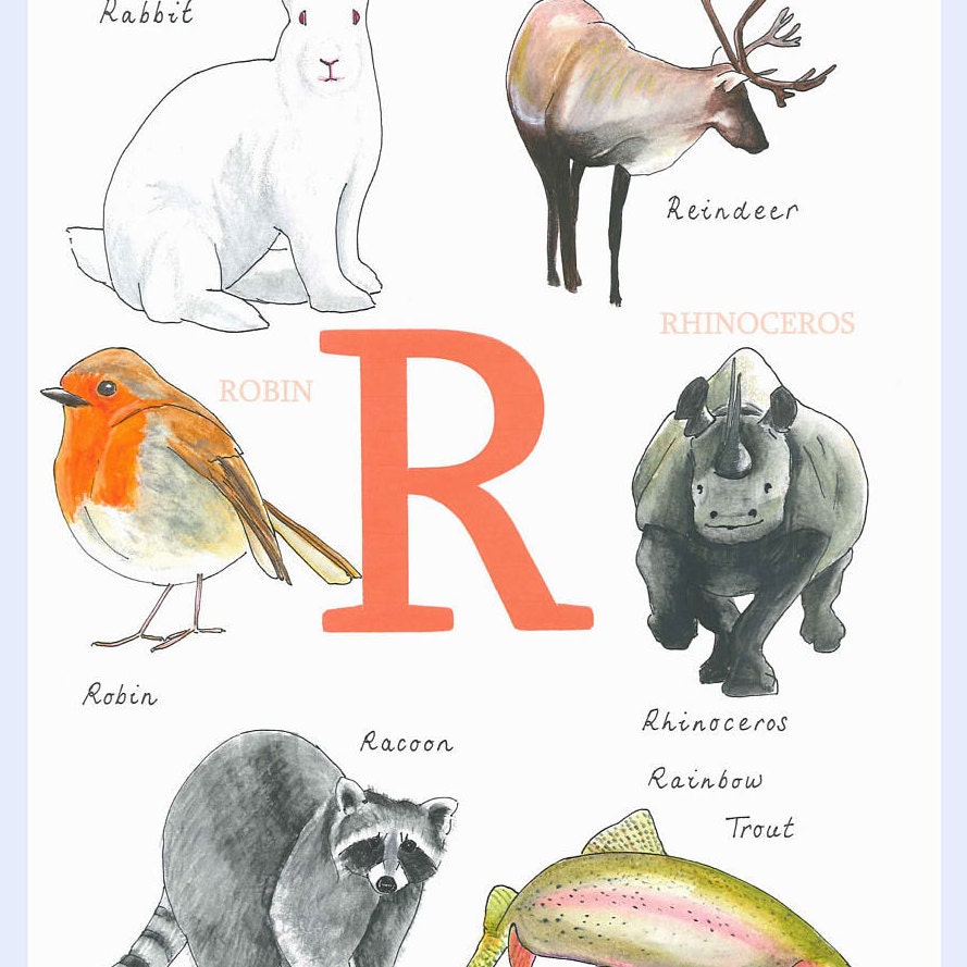 Animal Alphabet Letter R Nursery Print Photo denfants Art Etsy