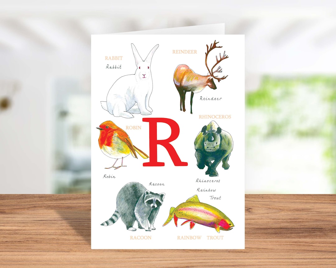 Letter R Card, Animal Alphabet Letter R Card, Initial Letter R Card ...