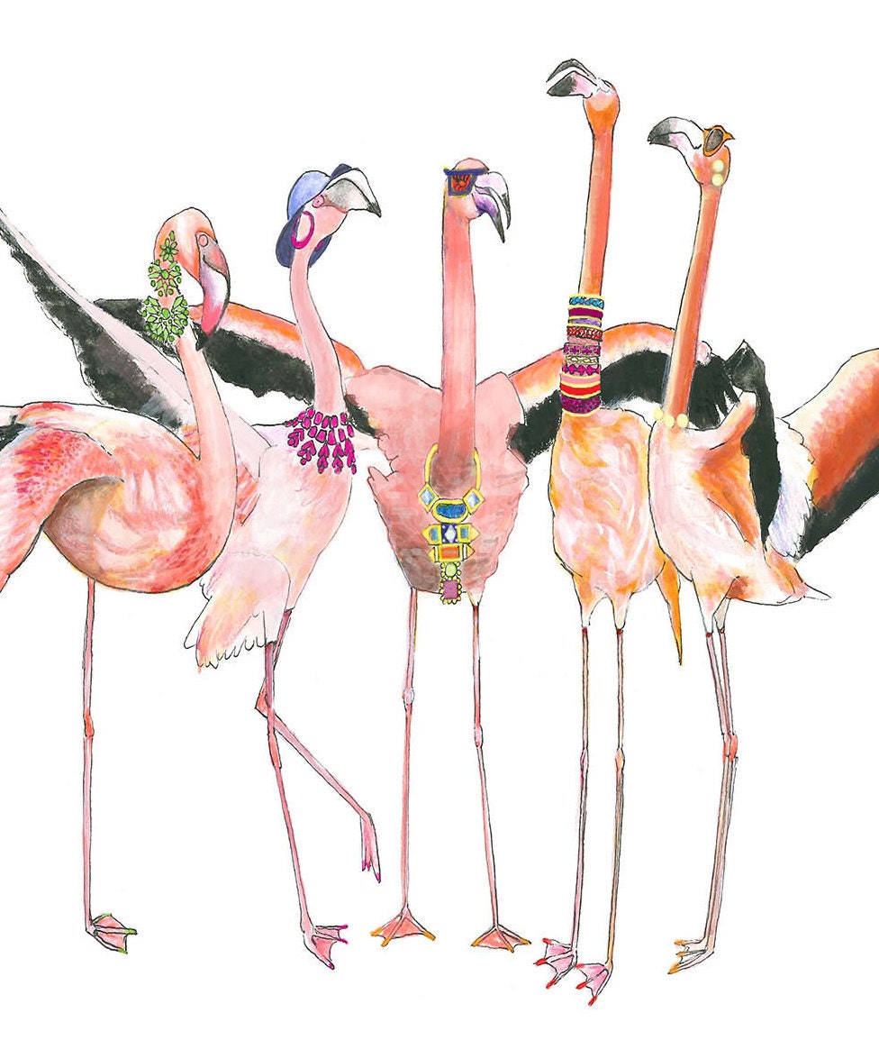A Flamboyance of Flamingos Collective Noun Print - Etsy
