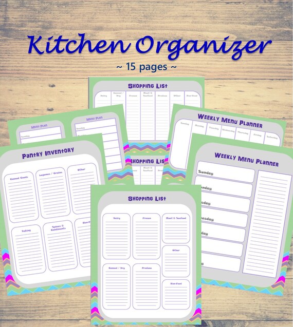 Kitchen Organizer Menu Planner Pantry Organization Etsy
