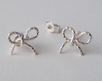 Silver Bow Earrings:  Handmade, Sterling silver