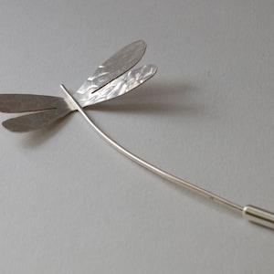 Dragonfly Brooch: Handmade, Sterling Silver image 1