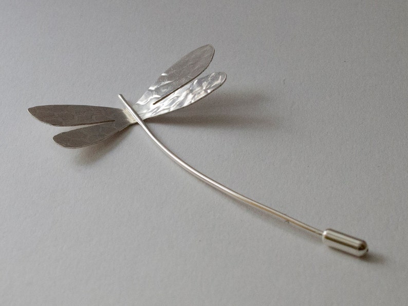 Dragonfly Brooch: Handmade, Sterling Silver image 1