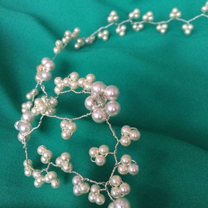 Bridal swarovski pearl and crystal floral hairband Handmade, sterling silver image 2