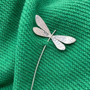 Dragonfly Brooch: Handmade, Sterling Silver image 2