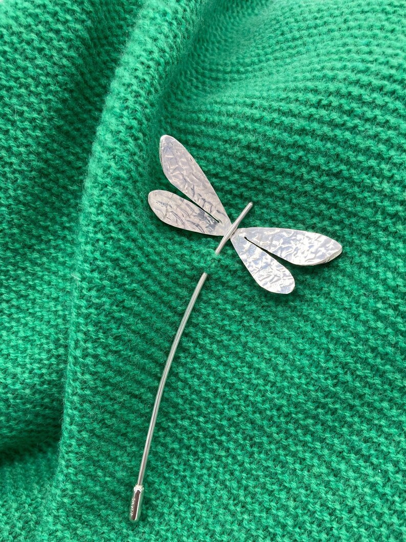 Dragonfly Brooch: Handmade, Sterling Silver image 2