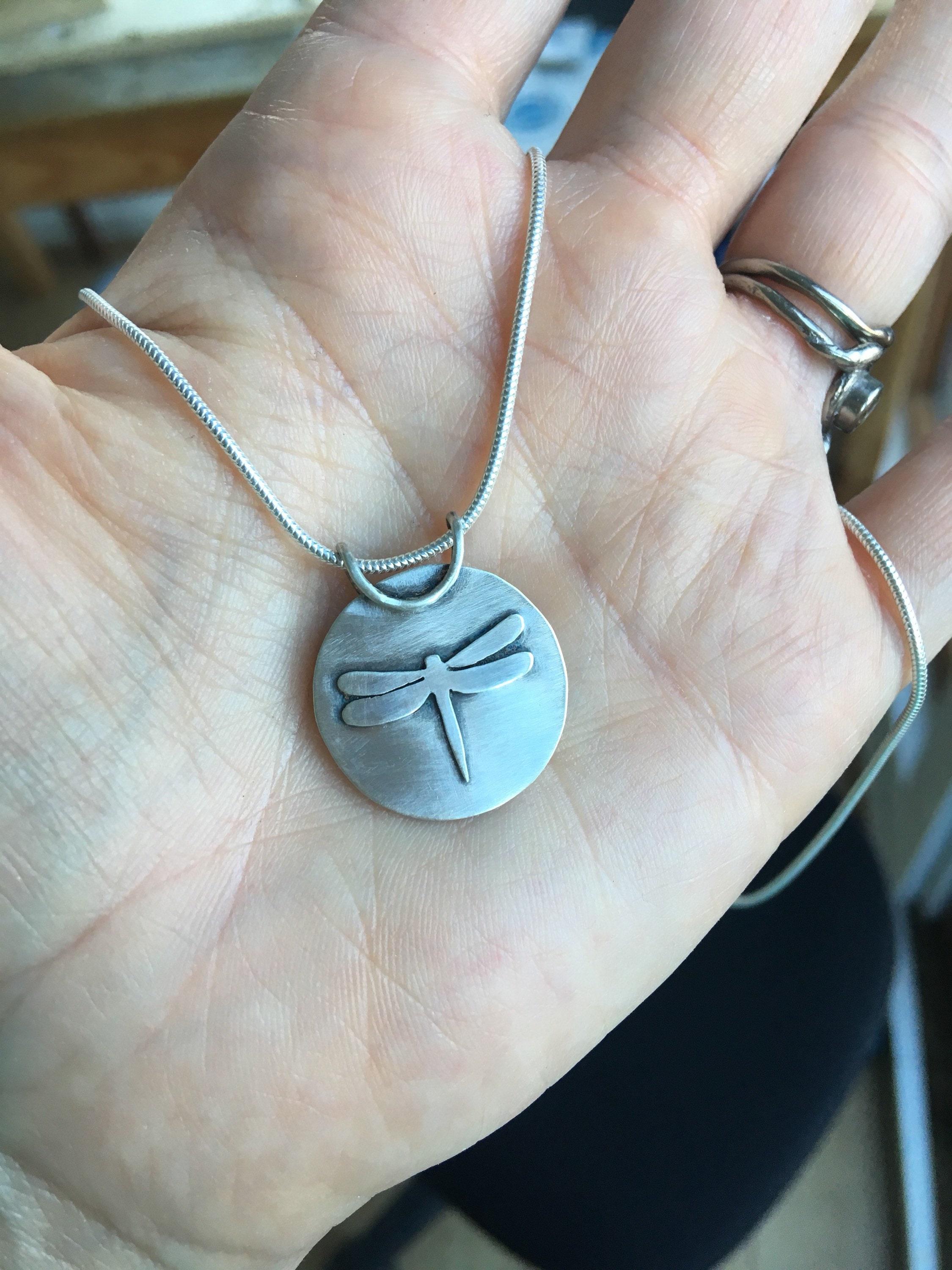 良質  トンボペンダントネックレス;手作りスターリングシルバー Etsy - その他