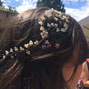 Bridal swarovski pearl and crystal floral hairband Handmade, sterling silver image 3