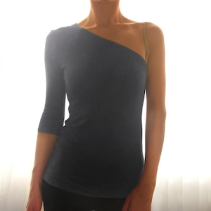 Asymmetric One Shoulder Fitted Women's Top, Party Top, Cocktail Top, Sexy Cold Shoulder Shirt