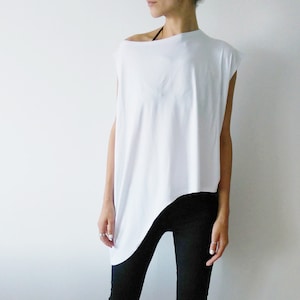 Asymmetrical Minimalist Women's Top, Casual Women's Shirt, Loose Fit Unique T-Shirt image 1