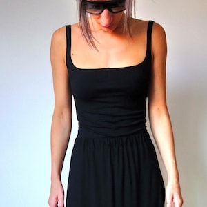 Minimalist Black Square Neck TankTop, Designer Black Top, Sleeveless Women's Top, Cocktail Tank Top