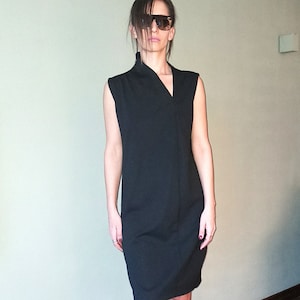 Black Jersey Minimalist Loose fit Dress, Plus size Women Dress/Heavy Jersey Elegant Women Dress