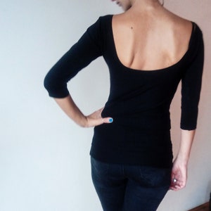 Minimalist Women's Top with Open Back, Party Top, Cocktail Shirt,  Front & Back Wearable Women's Shirt, Gift for Her