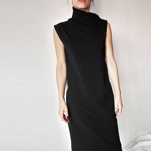 Unique Heavy Jersey Dress, Asymmetric Collar, Oversized Elegant Dress