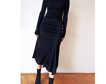 OFERTA - Falda asimétrica de jersey elástico grueso para mujer, una pieza, talla XS