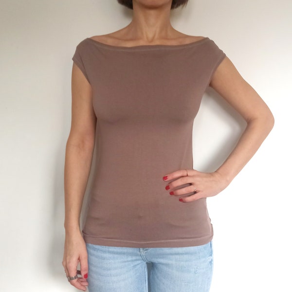Minimalist Jersey Fitted Women's Top, SexyTop, Party Top, Fashion Women's T-shirt, Gift for Her, Cocktail Top