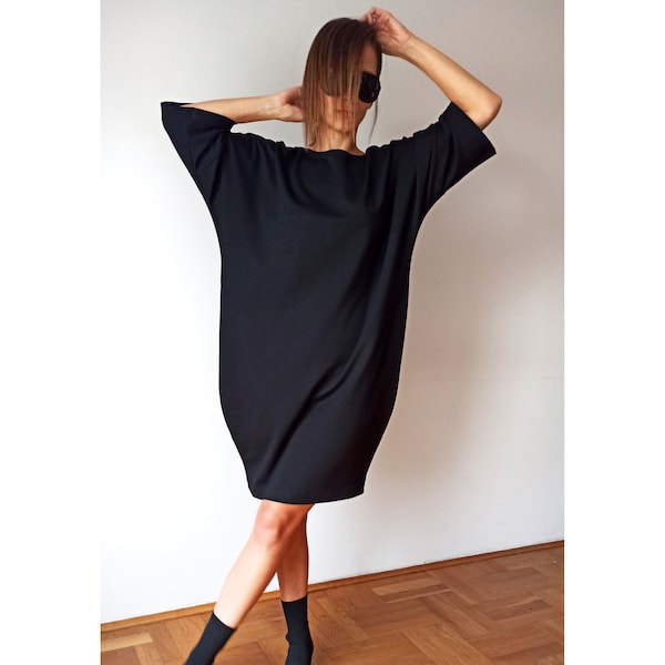 Minimalist Stylish Women Oversized Dress, Elegant Heavy Jersey Loose Fitting Dress, Cocoon Dress