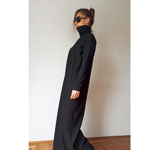 Heavy Jersey Minimalist Long Turtleneck Dress, Kaftan Women's Dress, Loose Fitting Extravagant Dress