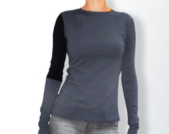 Minimalistisch tailliertes Damen-Top, lange Ärmel Frauen T-Shirt, Geschenk für sie