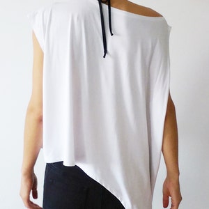 Asymmetrical Minimalist Women's Top, Casual Women's Shirt, Loose Fit Unique T-Shirt image 5