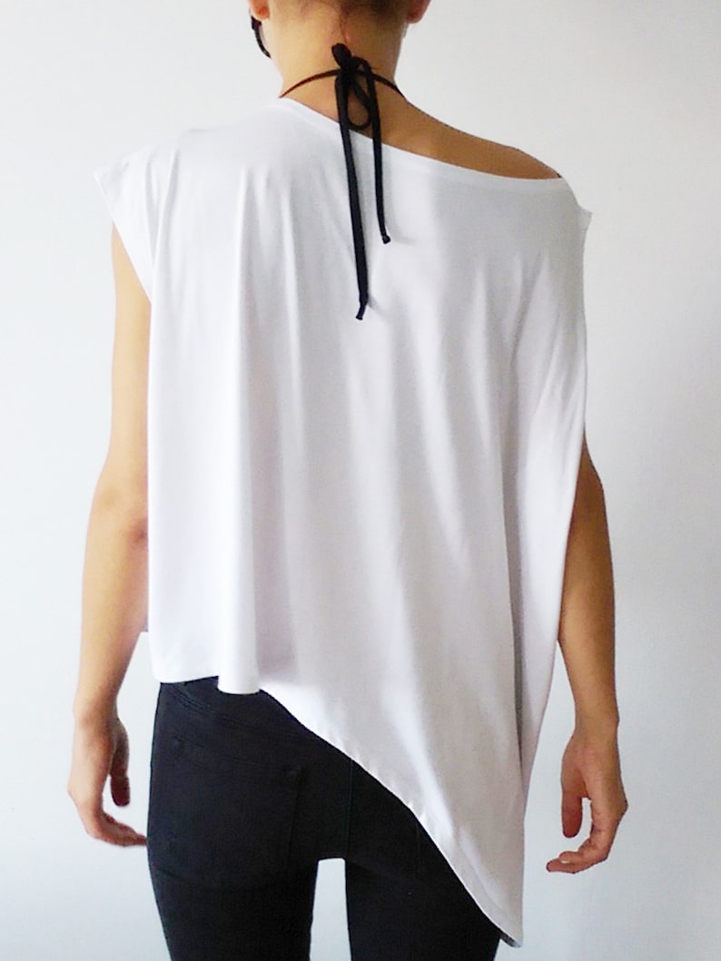 Asymmetrical Minimalist Women's Top, Casual Women's Shirt, Loose Fit Unique T-Shirt image 5