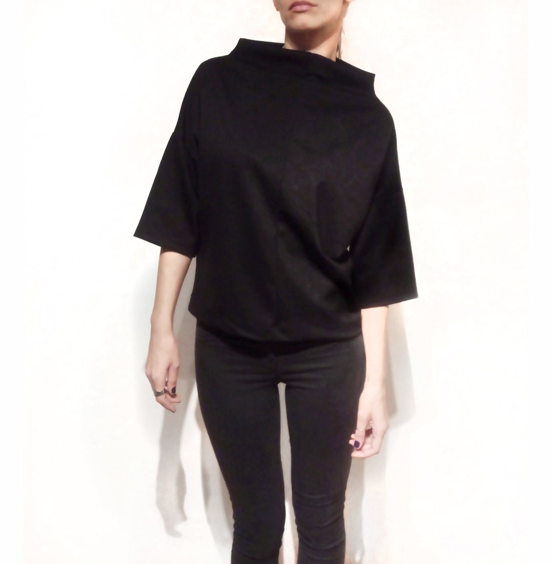 Heavy Jersey Minimalist Black Top Oversized Extravagant High - Etsy