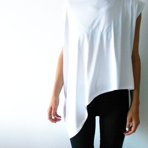 Asymmetrical Minimalist Women's Top, Casual Women's Shirt, Loose Fit Unique T-Shirt image 4