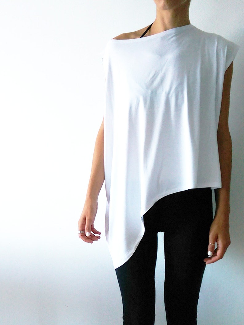 Asymmetrical Minimalist Women's Top, Casual Women's Shirt, Loose Fit Unique T-Shirt image 4
