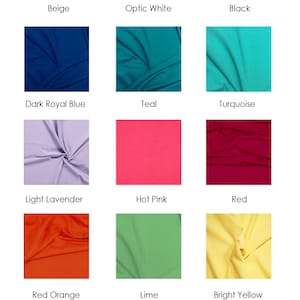 K&ouml;nnte beinhalten: Eine Tabelle mit 12 verschiedenen Stofffarben f&uuml;r Hemden. Die Farben sind beige, optisches Wei&szlig;, schwarz, dunkelblau, t&uuml;rkis, t&uuml;rkis, helllila, pink, rot, orange-rot, lime, hellgelb, dunkelblau und hellbraun.