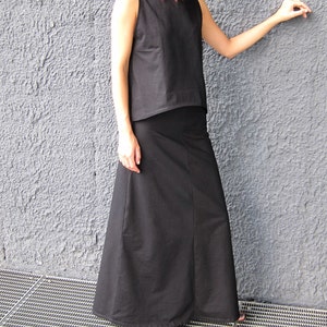 Heavy Fabric Minimalist Black Long Skirt, Black Maxi Women's Skirt, Comfortable Women's Skirt